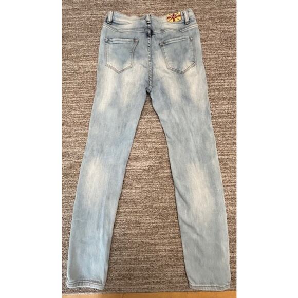 Machine Nouvelle Mode Destroyed Slim Fit Stretch Light Denim Womens Jeans SZ 31 - Picture 1 of 6